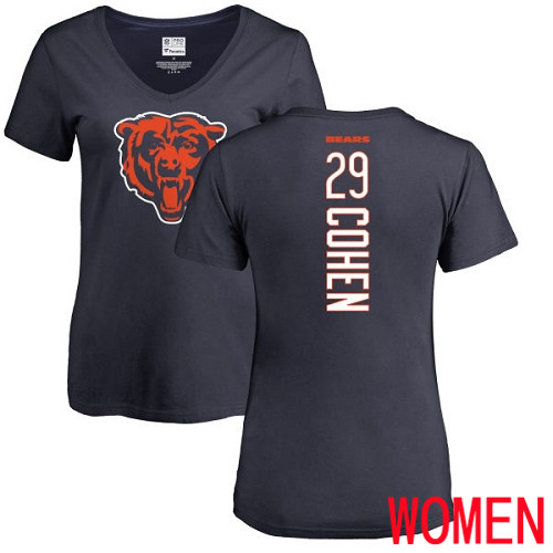 Chicago Bears Navy Blue Women Tarik Cohen Backer NFL Football #29 T Shirt->nfl t-shirts->Sports Accessory